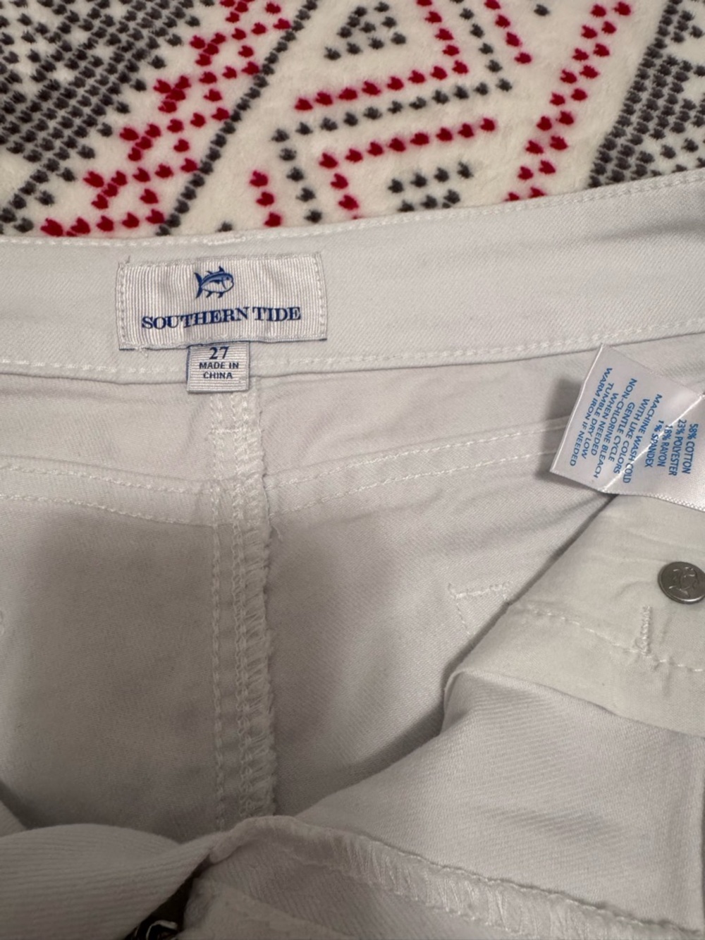 Southern Tide White Distressed Hayes Jean Shorts - Picture 3 of 4